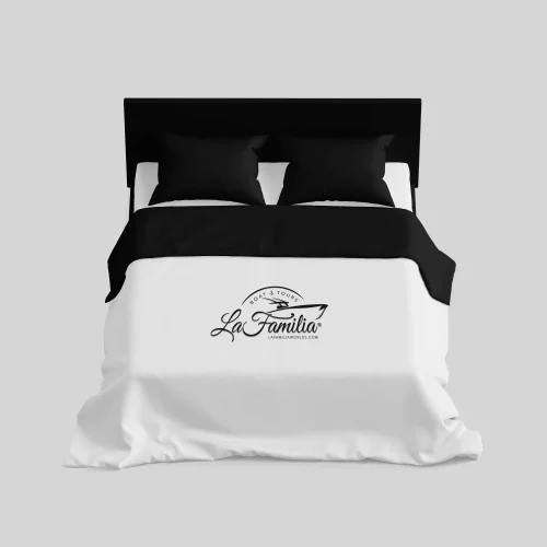 AI Designer-Bedding quilt pillow logo mockup