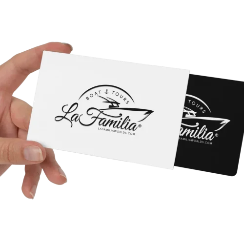 AI Designer-Hand holding card logo display mockup