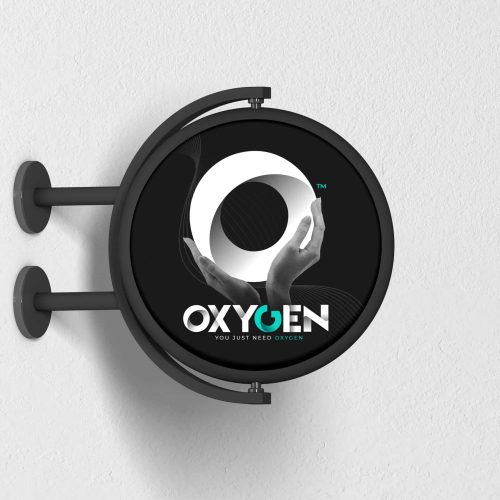 Free Modern Advertising Round Sign Mockup